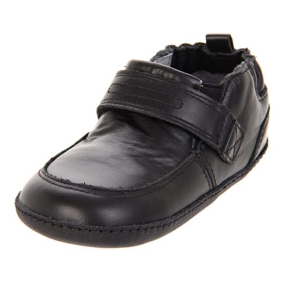NEW Robeez Mini Baby Robby Black Strap Loafer Soft Sole Pre Walker Dress Shoes - Picture 1 of 6